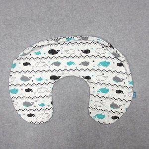 Brolex Nursing Pillow Cover White Gray Blue Whales Stretch Knit Jersey
